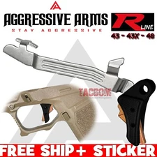 AGGRESSIVE ARMS BLACK COPPER BILLET ALUMINUM TRIGGER & BAR GL0CK 43 43x 48 FLAT