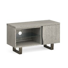Small Grey TV Unit Wooden Industrial Media Cabinet Television Stand Soho 90cm