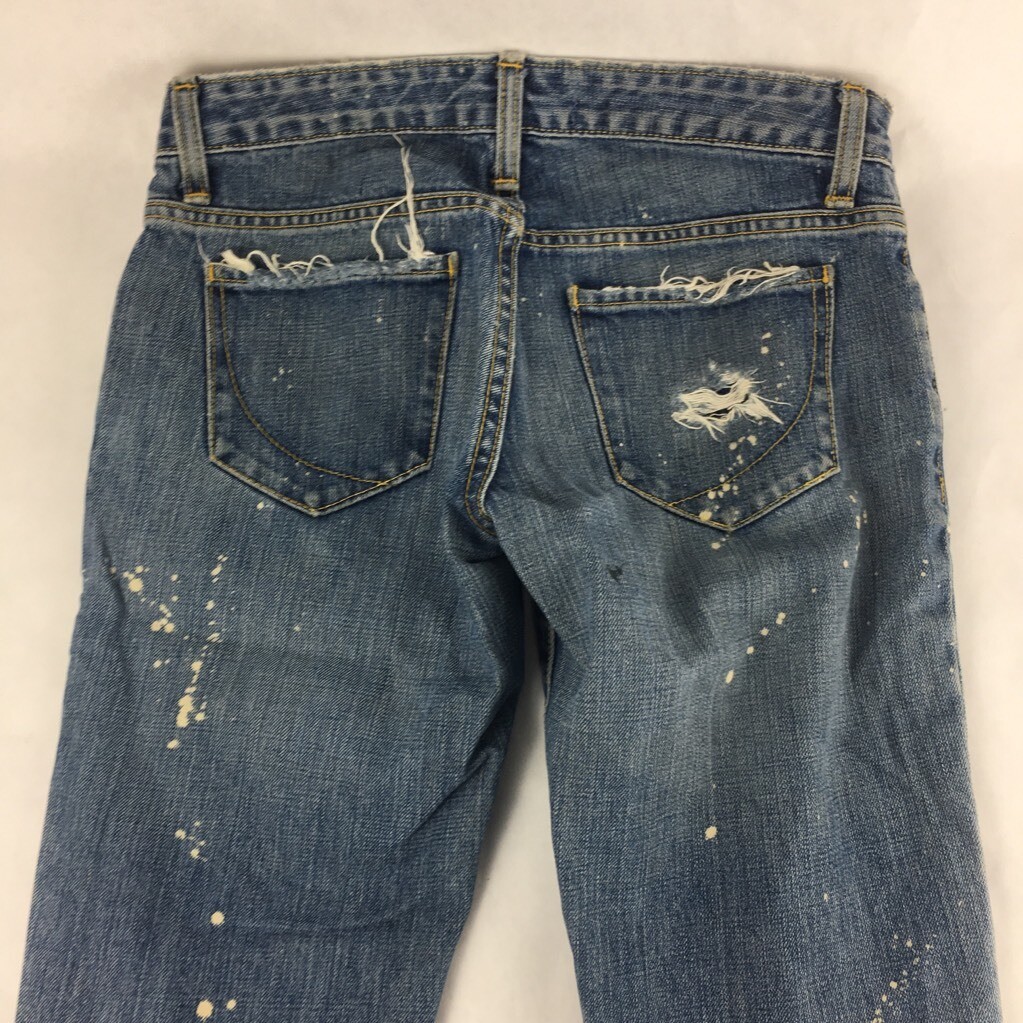Paper Denim & Cloth Womens Ripper Jeans Blue Paint Splatter
