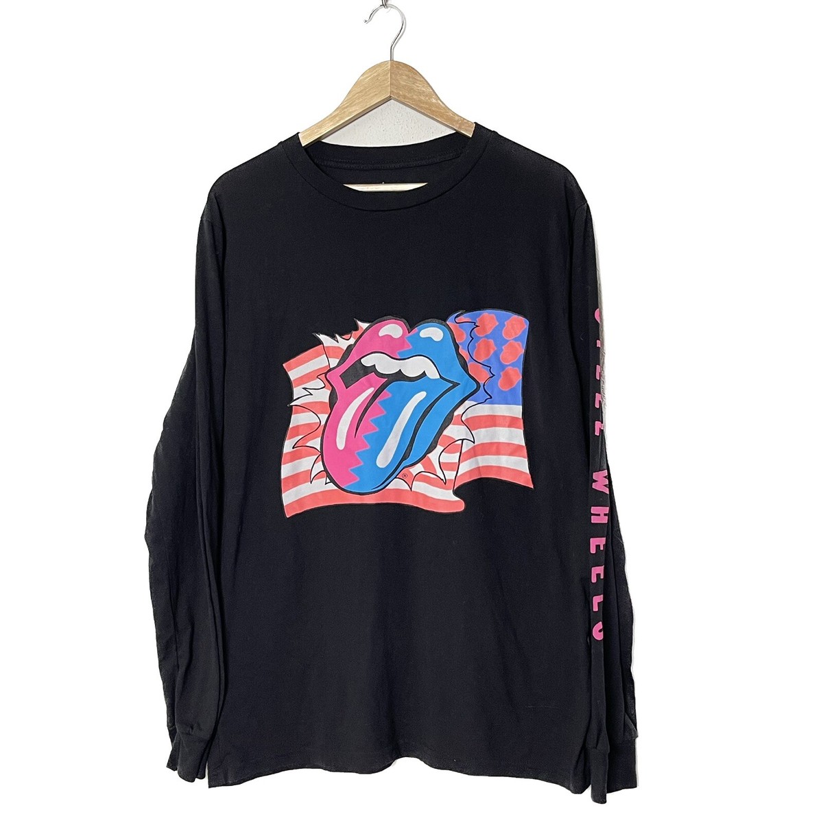 Rolling Stones Steel Wheels Graphic Band Tee L Long Sleeve Black T 