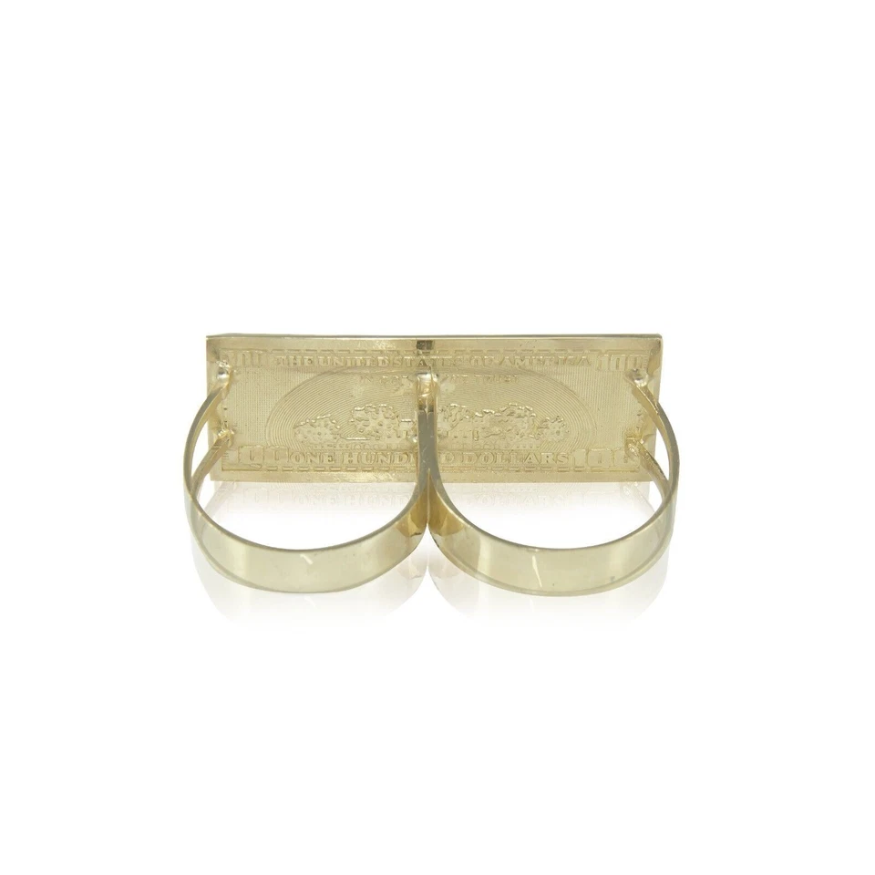 Anillo de regalo de joyería de dos dedos de cien dólares enchapado en oro amarillo de 14K para hombre Foto 3 de 3