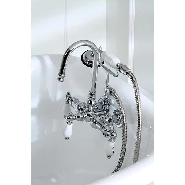 Kingston Brass Vintage Clawfoot Tub Filler & Hand Shower Polished Chrome CC10T1 - Image 3 of 4