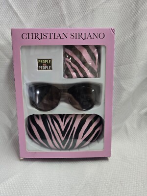Christian Siriano NIKI Sunglasses Set - Pin, Zebra Print Cloth & Hard Shell Case