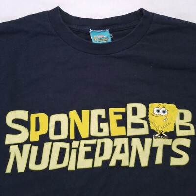 Vintage Y2K Spongebob Shirt Mens 2XL Blue Nudiepants Nickelodeon Cartoon 2002