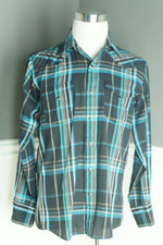 Vintage Mesquite Niver Western Wear Pearl Snap Shirt Men's 16x35 Plaid Black
