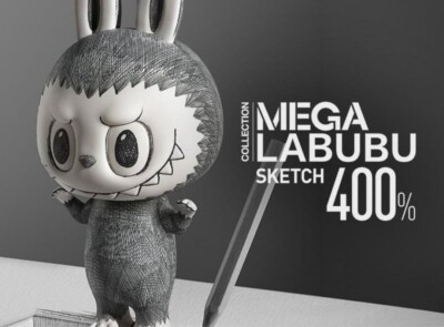 POPMART Sketch Labubu 400% Action Figure Toys Model Gift Collect