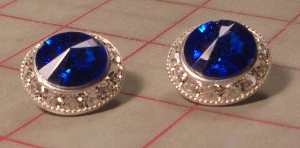 5 botones de vástago de diamantes de imitación de metal plateado azul real acrílico joya 7/8" 22 mm Foto 4 de 4