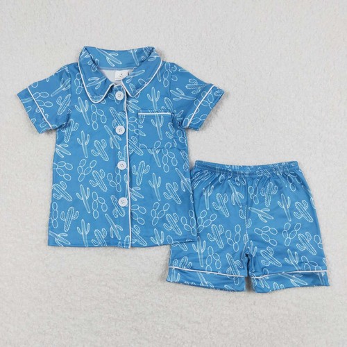 Boys Short Sleeve Shorts Set 2pcs Outfit Cow Boy Horse Print - Picture 4 of 24