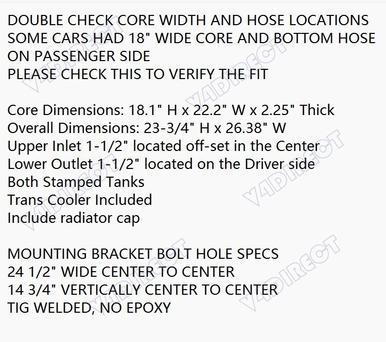 Radiador de aluminio KKS6669 3 filas apto para Plymouth Belvedere/Fury/Satélite 1965-1969 Foto 2 de 4