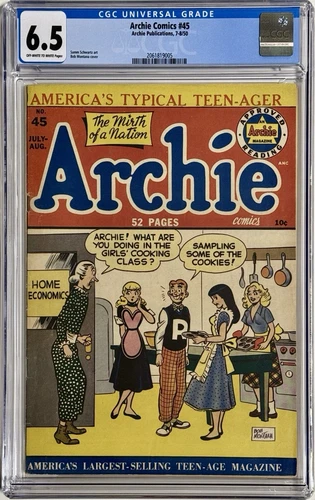 ARCHIE COMICS #45 CGC 6.5 OW/W Pgs, Betty & Veronica GGA Innuendo Cover 1950 MLJ