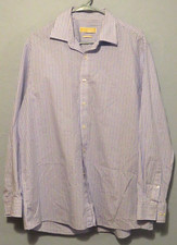 Michael Kors Button Up Shirt Mens 17 34/35 Regular Fit Non Iron Blue Striped