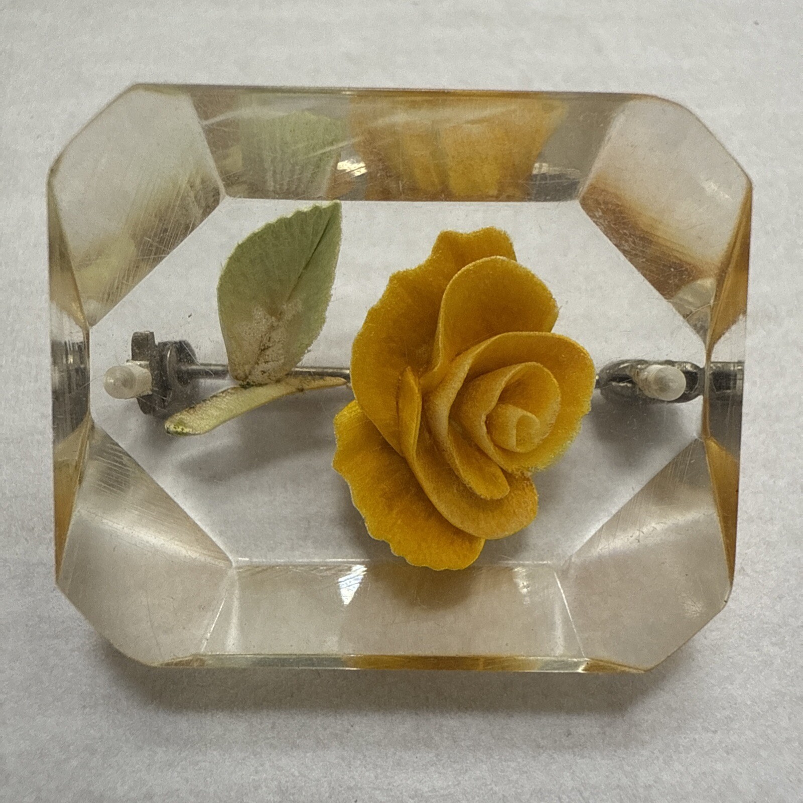 Vintage Mid Century Clear Rectangular LUCITE Pin … - image 4