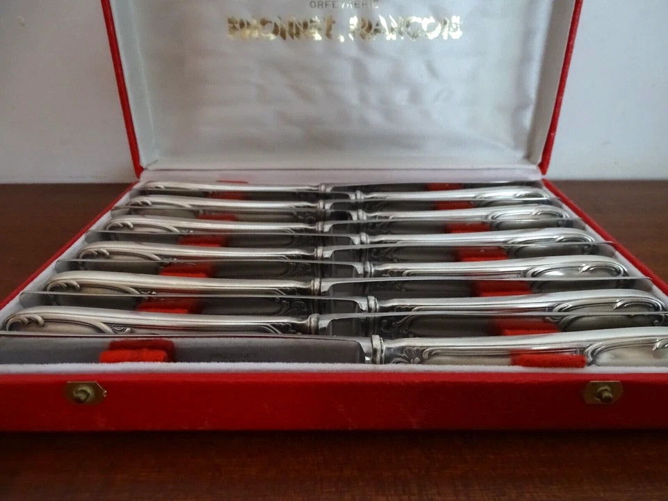 12 couteaux à fromage métal argenté FRANCOIS FRIONNET Louis XV - 21,5 cm - Photo 2/4