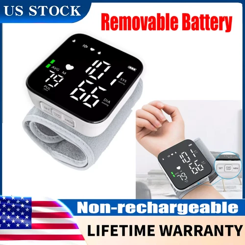 Automatic Digital Wrist Blood Pressure Monitor BP Machine Cuff LED Heart Rate