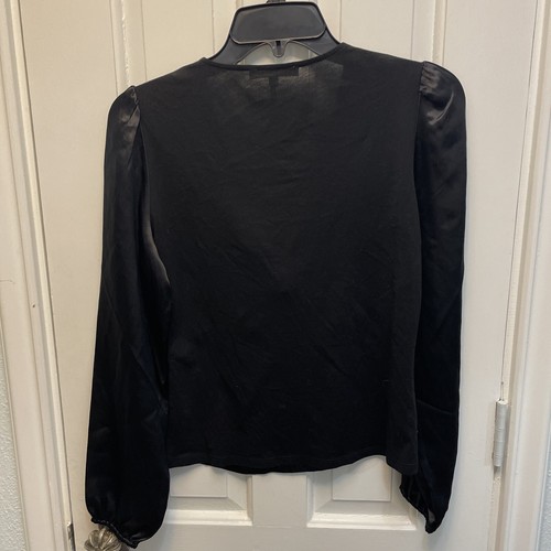 Maje BLACK Women's Tie Silk Blouse, US 1/XS Nwot - Picture 3 of 4