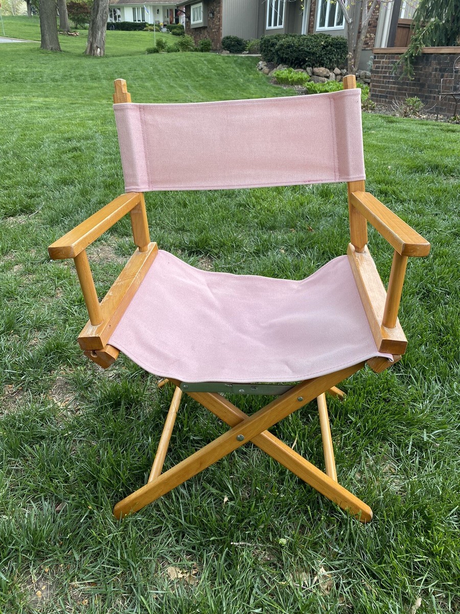 Vtg Commander Chair Director Folding-rare Mauve Pink- Gold