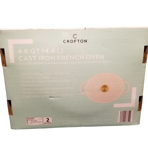 Cast Iron Dutch French Oven Crofton Cookware 4.6 Qt (4.4L) White Gold Enamel - Picture 3 of 6