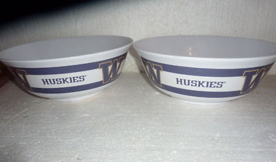 #ad #ad 2 NOS Washington Huskies Large Bowl College Chip or Serving Bowl 12quot; Across $9.99