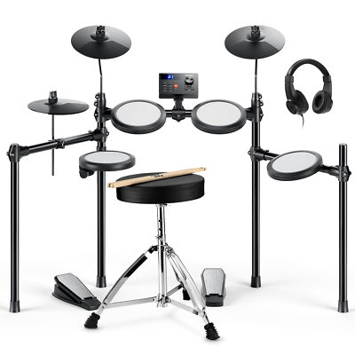   Donner DED-70 Electric Drum Set With Online Melodics Lessons Throne Headphone