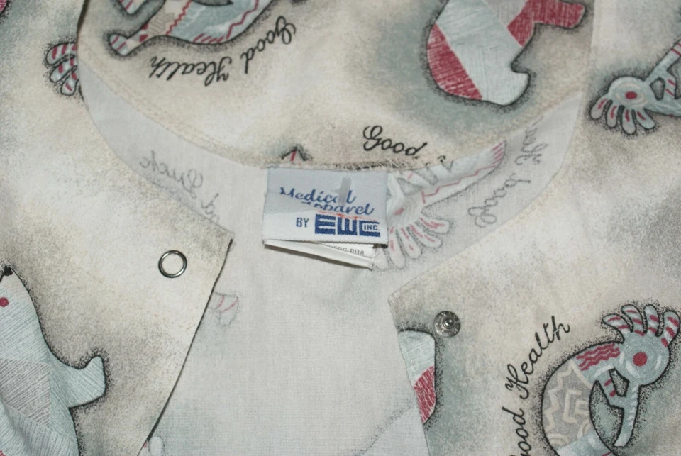 Scrub Warmup Jacket Native American Good Health 3X Fast Shipping Kokopelli Bear - Image 2 of 4