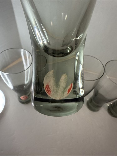 Set 7 HOLMEGAARD Smoke Green Blown GLASSES Denmark 5.25” Sherry Or Shot Glasses - Picture 11 of 12