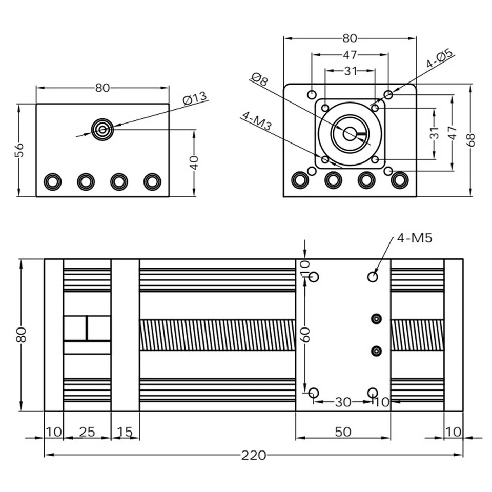 Mesa deslizante de movimiento de riel lineal con tornillo de bola de 100 mm-300 mm con motor paso a paso 57Nema Foto 4 de 4