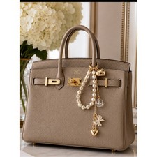 New Women's Faux Pearl with Gold Tone Bow Bag Charm / Keychain Feminine Gift