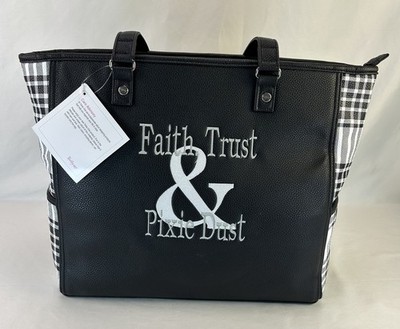 Thirty-One Cindy Tote Ltd. Buffalo Check Pebble Bag ''Faith Trust & Pixie Dust''