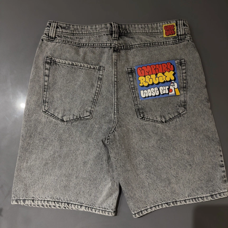 Empyre Relax Men’s Denim Shorts Gray Size 34 Baggy Skater Grunge 90s Y2K Read! - Image 2 of 4