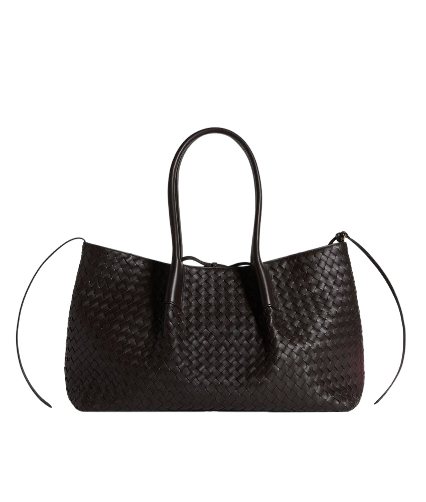 BOTTEGA VENETA Pinacoteca Large $4900 Espresso/Ecru Reversible Tote Bag New