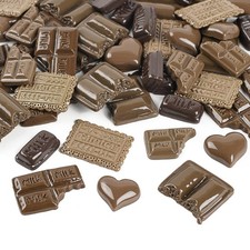 60PCS Artificial Chocolate Fake Chocolate Resin Flatback Cabochon Chocolate f...