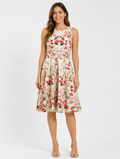 Tahari Arthur S. Levine Dress Size 6 Floral Sleeveless A-Line Midi Lined