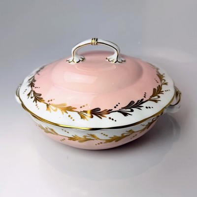 Foley Bone China Rosa & Gold Akanthus Deckel Gemüseterrine E. Brain England