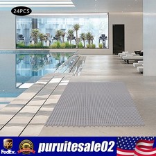 Drainage Interlocking Floor Tiles Mats 24Pack 11.81x11.81" Non-Slip Pool Bathtub