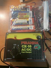 Vtg Piranha CX-10 AC/DC Fast Charger w/Meter DTXP4011 And Batteries AS-IS