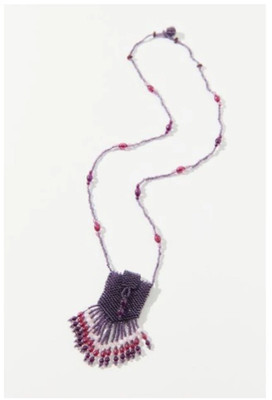 Urban Outfitters Lilou Purple Beaded Pouch Necklace
