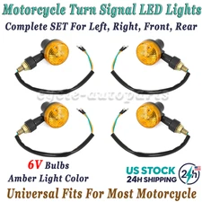 For Vintage Motorcycles 1940s-1980s 6V Motorcycle Turn Signals W/ Amber Lens LED