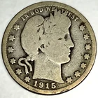 1915-D Barber Quarter Dollar 25 Cents Good Condition - 1888