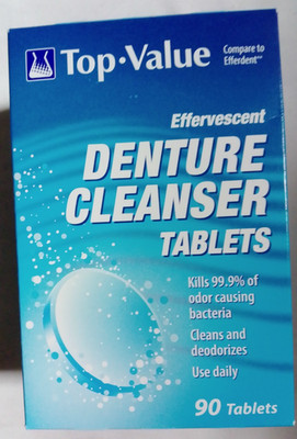 Lot of 2 Top-Value Effervescent Denture Cleanser Tablets - 90 Tablets(180 total)