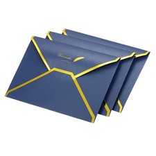 10 Pack Card Envelopes, V Flap Foil Border (Blue)