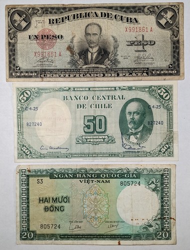 Different Countries Paper Money Notes Lot of 3