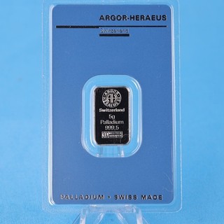 Palladium Bar 5 Grams 999.5 Palladium Argor Heraeus in Original Blister