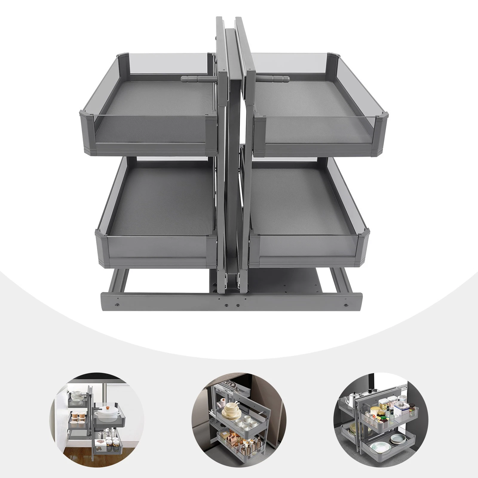 Blind Corner Cabinet Organizer Corner Pull Out Organizer for Kitchen 63*50*59cm