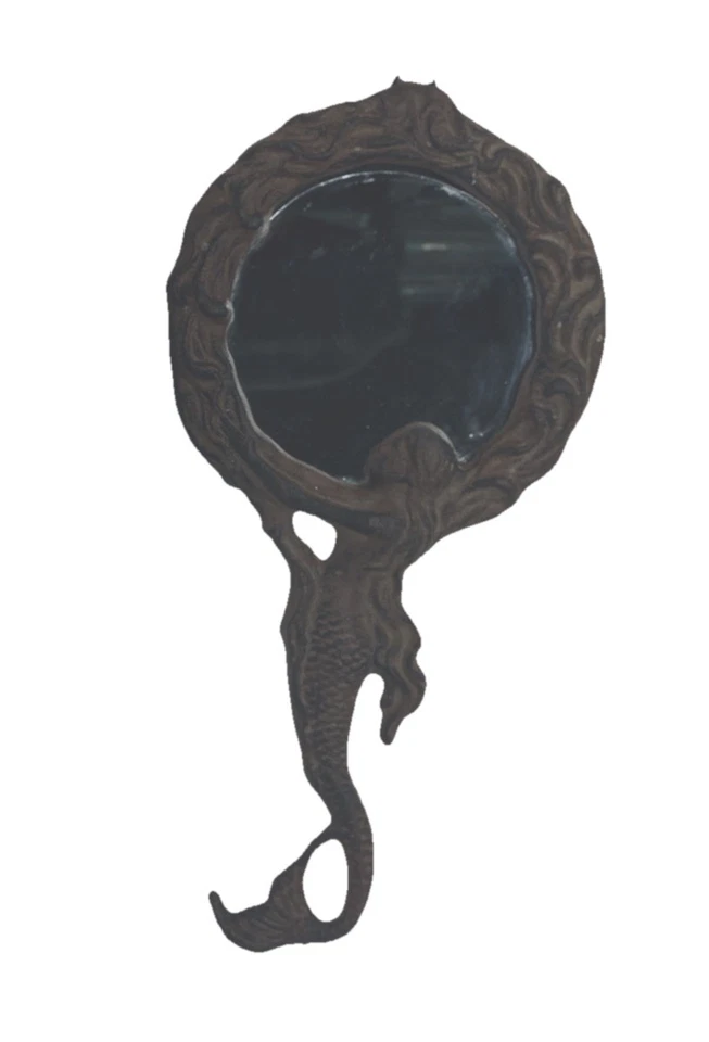 Espelho Mermaid Coastal Náutico Ferro Fundido Decoração de Parede Mão Marrom/Bronze 12 Polegadas - Imagem 4 de 4
