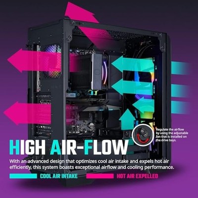 Cooler Master HAF 500 High airflow mid-tower ATX case, Power Supply, Fan - Black