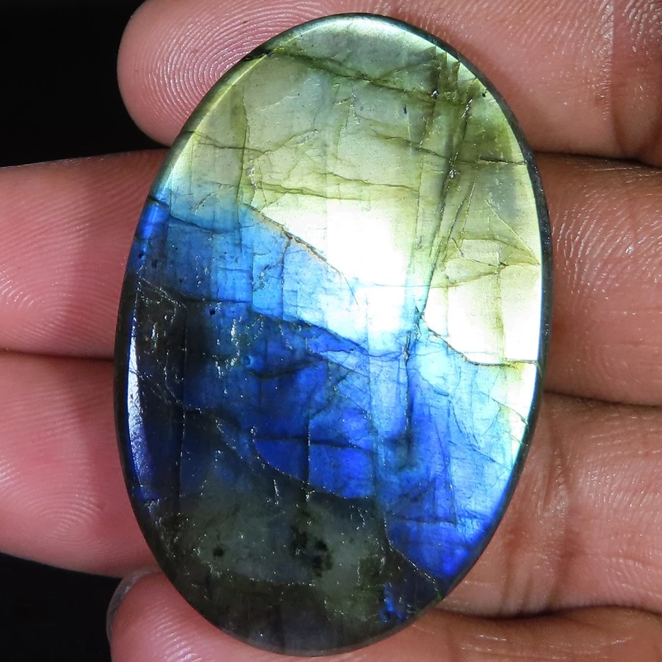 (31X45X08 MM) 104.55 Carat. NATURAL CARVED LABRADORITE OVAL SHAPE LOOSE GEMSTONE - image 3 of 4