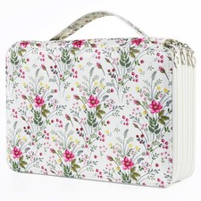 200 Slots Colored Pencil Case Organizer Storage Large Capacity White Floral