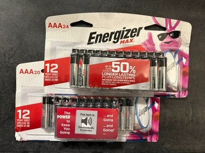 Energizer Max AAA Batteries FACTORY SEALED 24 pack and 20 pack Total 44