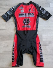 Hincapie Men's Cycling Skinsuit Size Large Short Sleeve Zip Up w/ Padding Red 