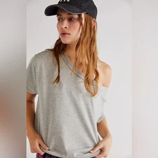 NWT We The Free Yours Truly Heathered Off-Shoulder Tee | Sz Small | Oversized